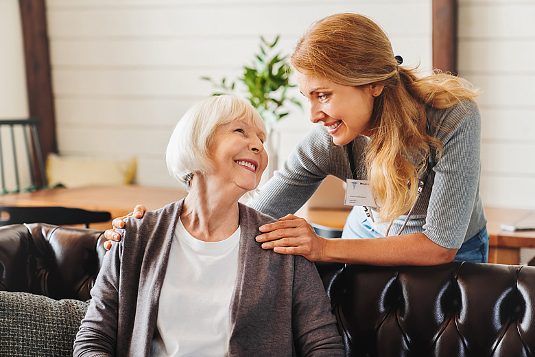 Smiling Mother with Adult Daughter